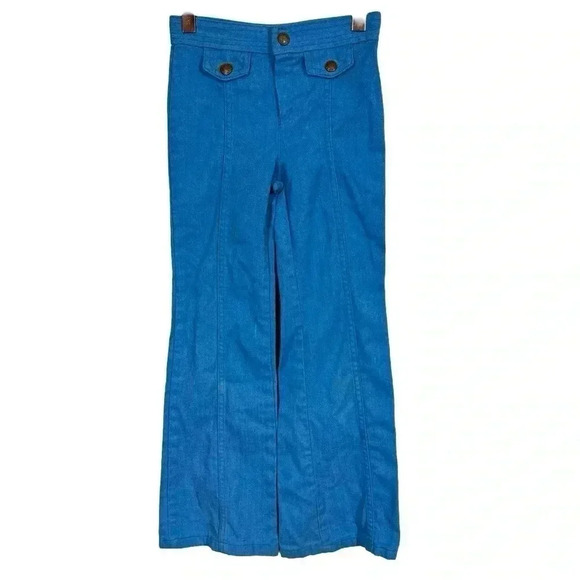 True Vintage 70s 2Pc:Luv It High Waist Bell Bottom Jeans+Health-tex Daisy Shorts - Picture 2 of 10